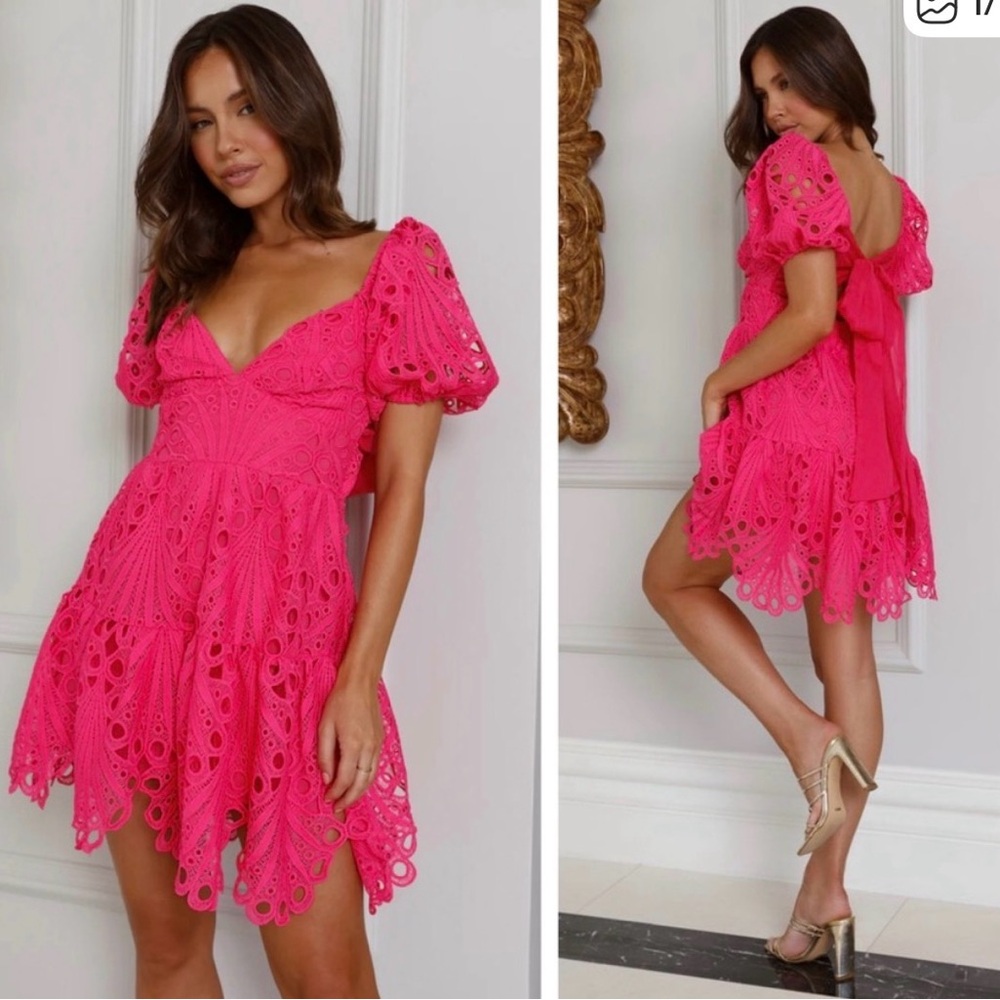 Hello Molly Kayla Loves Eyelet Mini Dress in Pink